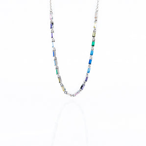 Collana Vivara in argento 925 con pietre colorate baguette, elegante choker